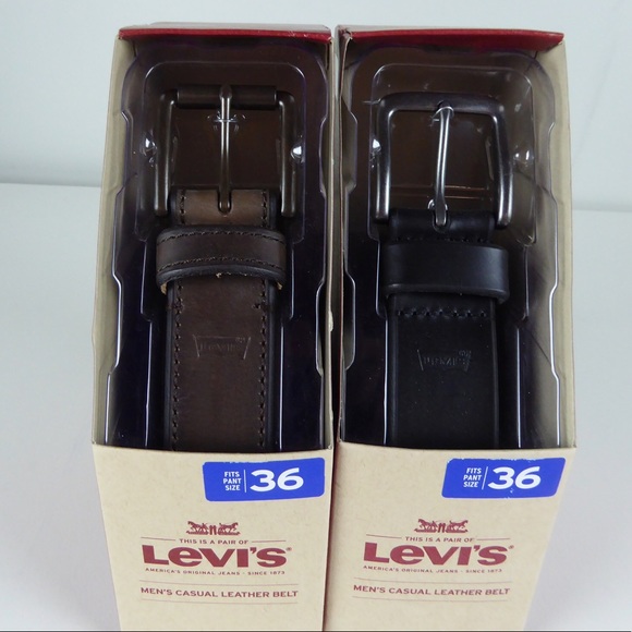 Levi’s 2 Belts Leather Levi Strauss Metal Buckles - Picture 1 of 5